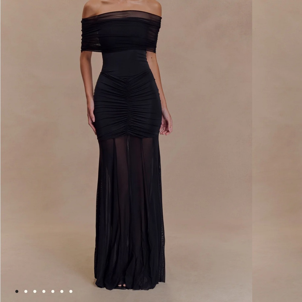 Meshki Strapless Black Mesh Dress